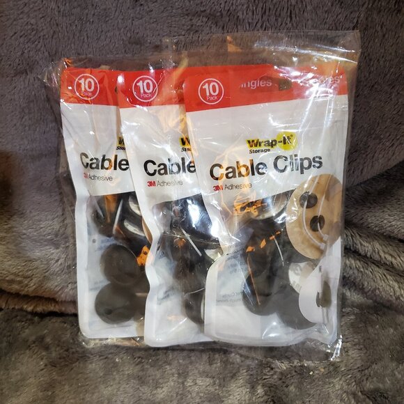 3 pk Wrap-It Storage Cable Clips Black - Picture 1 of 4